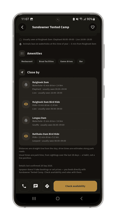Close By: Nearby facilities & best time to see