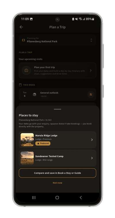 Stays for Your Dates: Suggested while you plan a trip